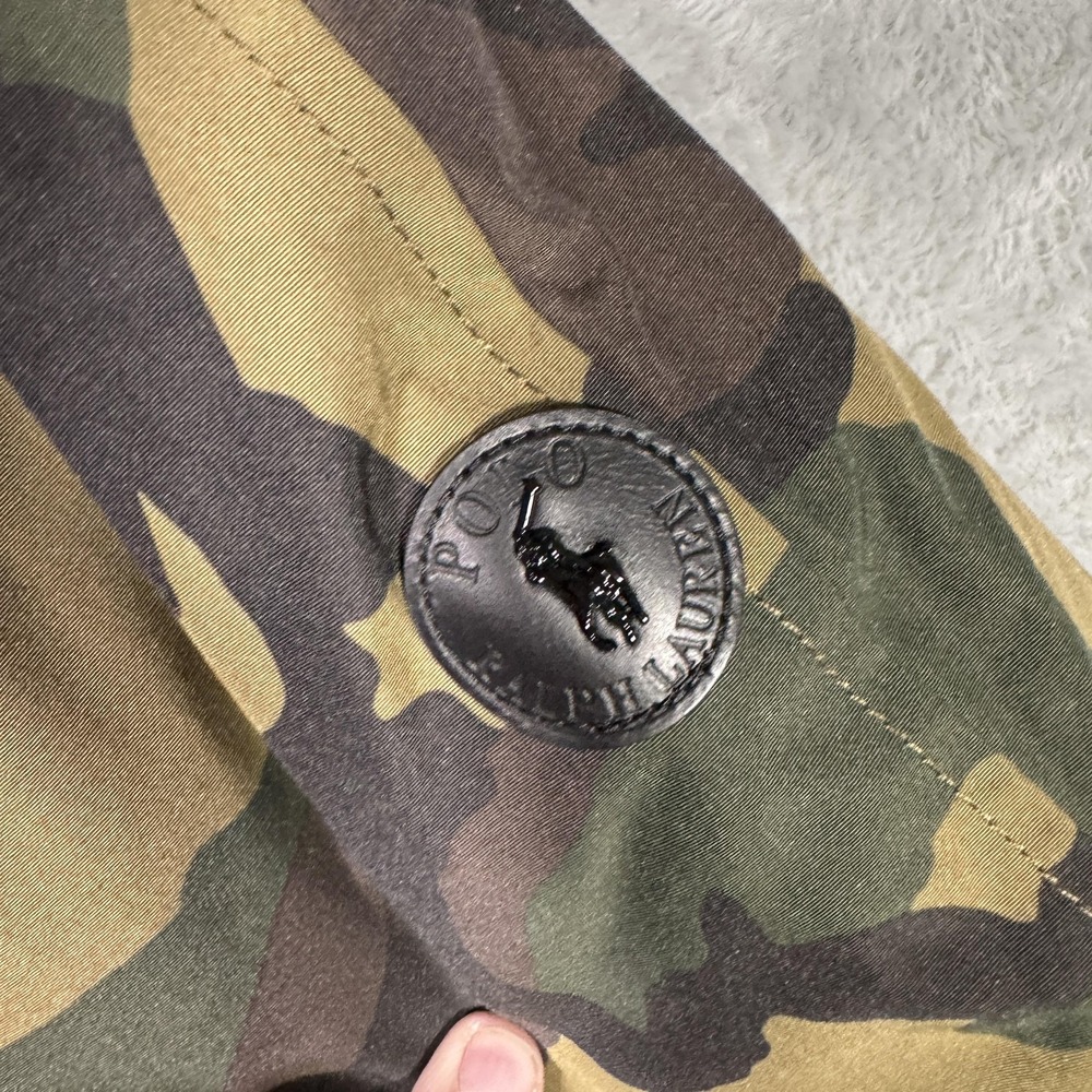 Polo Ralph Lauren Jacket Mens XL Green Camo Down Puffer Fur Trim Coat Bomber - Picture 16 of 16